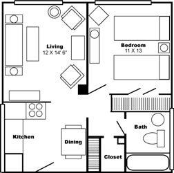 Floor Plan One Bedroom Apartment 